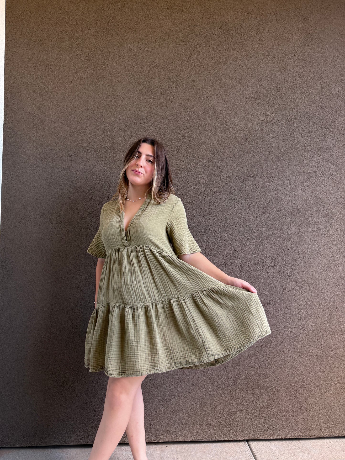 Anthro Gauzey Green Dress (XS)