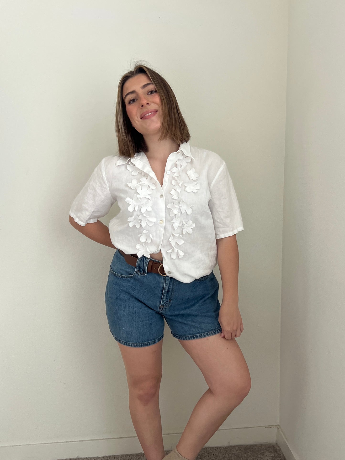 Irish Linen Floral Shirt (L)