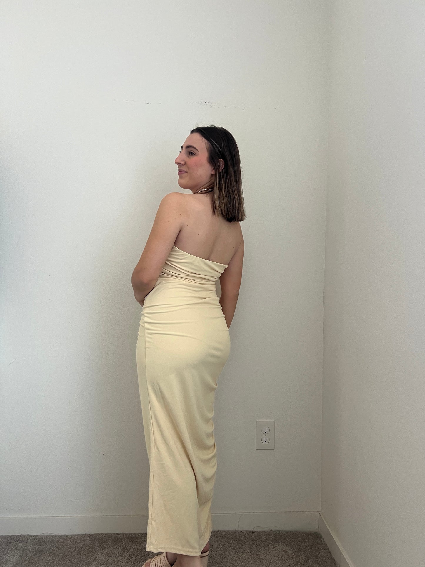 Yellow Ruched Bodycon (L)