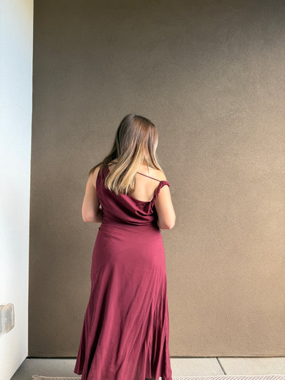 Cherry Crepe Twist-Shoulder Dress (10)