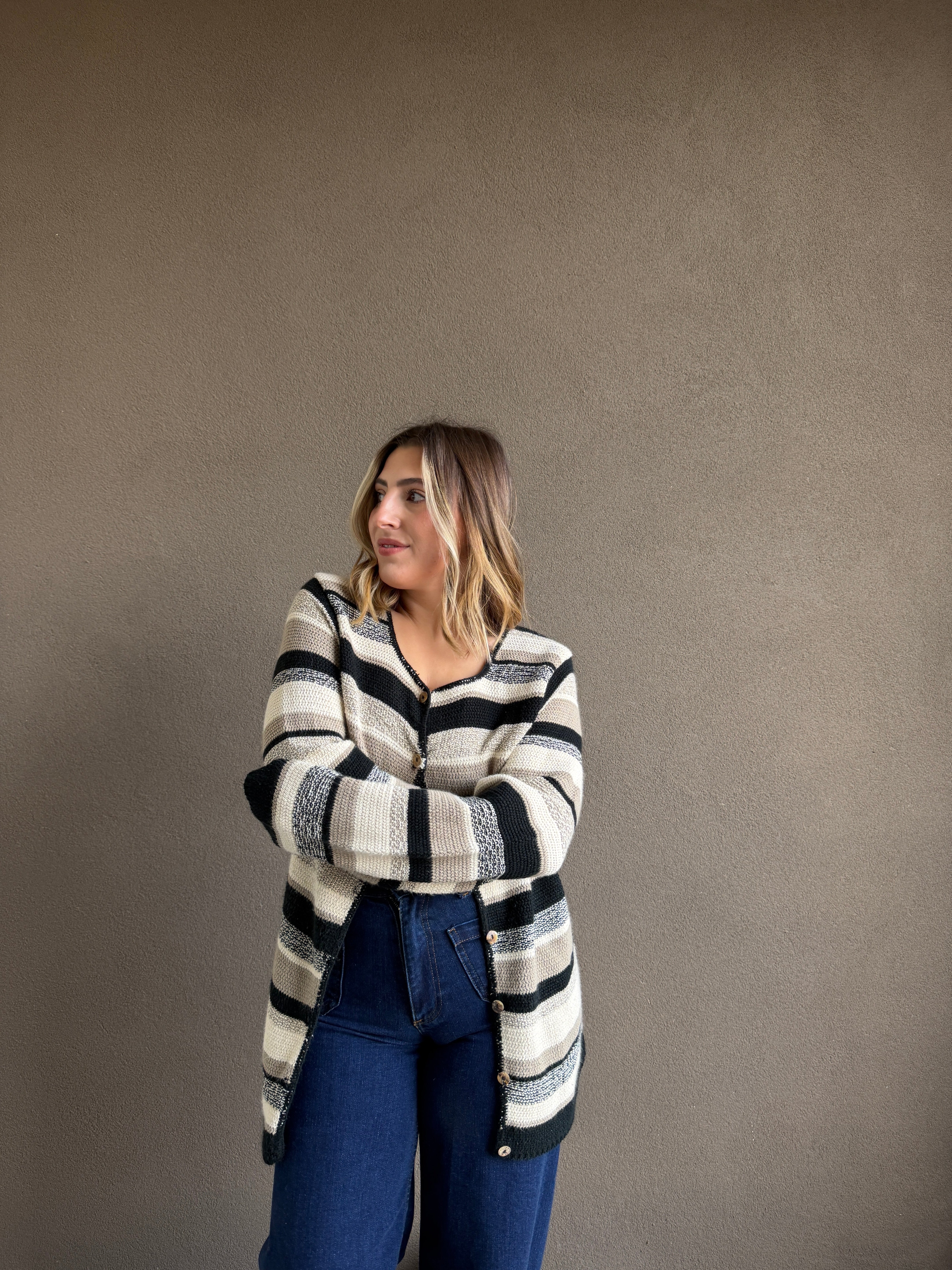 Vintage Striped Cardigan (M)