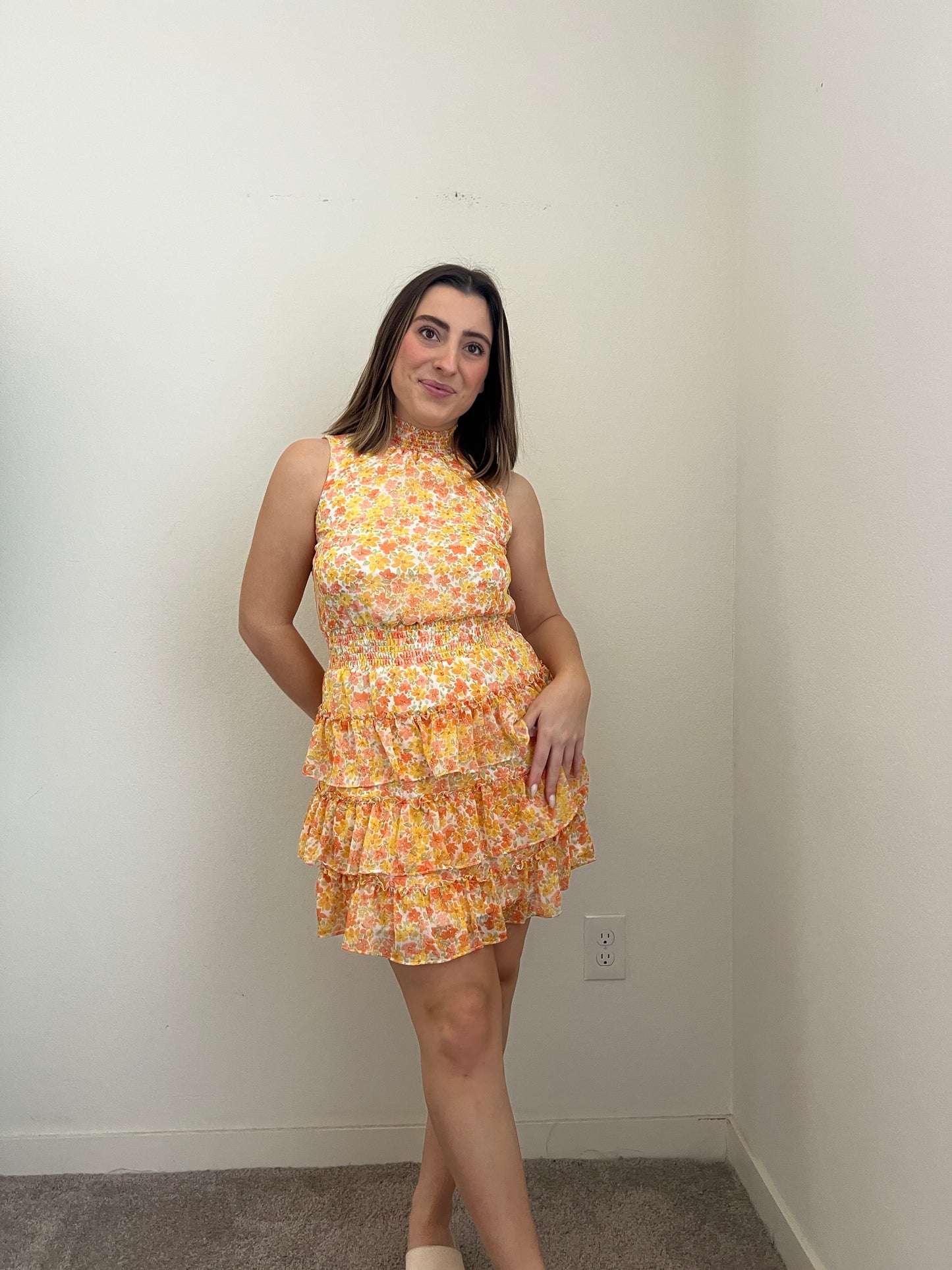 Floral Smocked Mini Dress-NWT (XS)