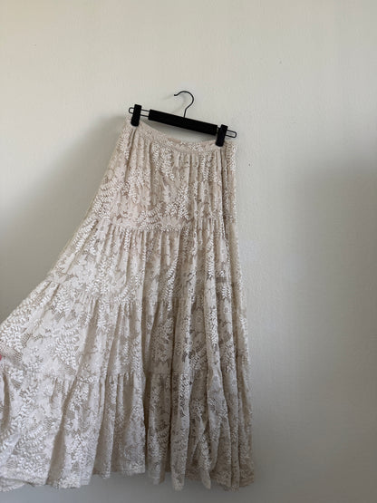 Beige Floral Maxi Skirt (S)