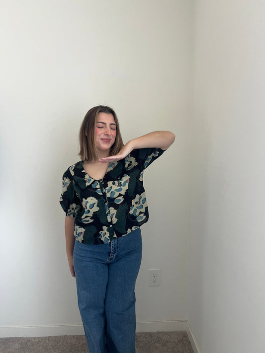 Printed Collared Blouse