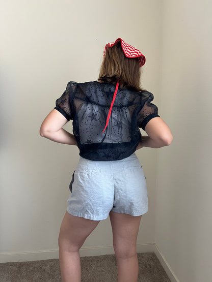 Sky Linen Blend Shorts (XS)