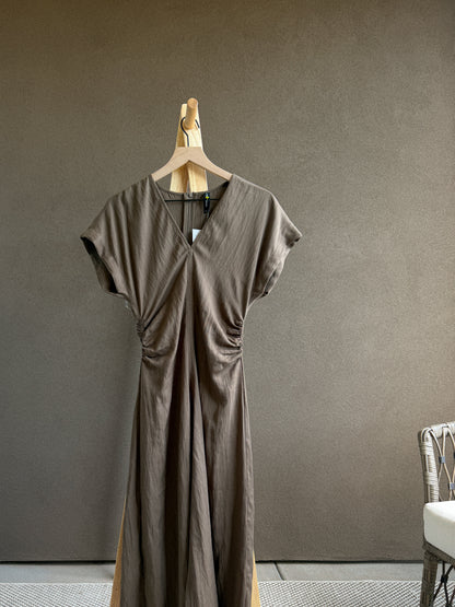 Mango Ruched Midi Dress (S)
