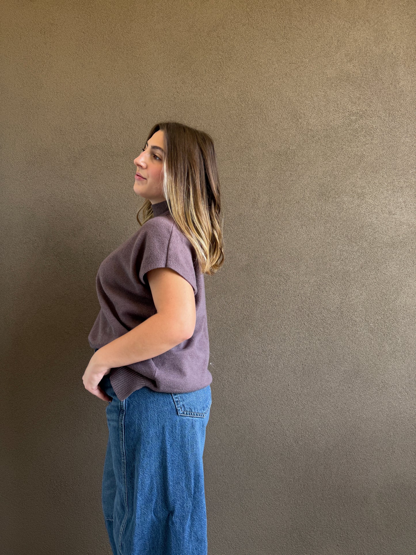 Ash Brown Cap Sleeve Top (L)