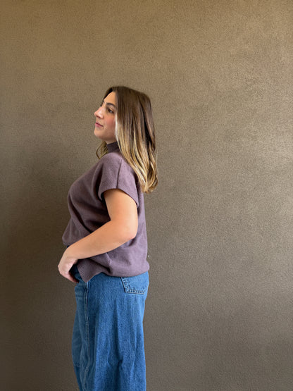 Ash Brown Cap Sleeve Top (L)