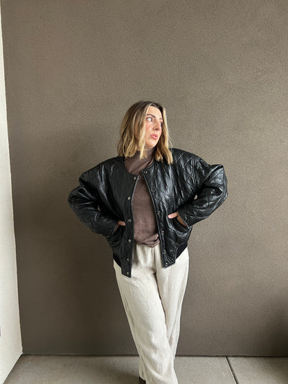 VTG Express Black Quilted Leather Jacket (S)