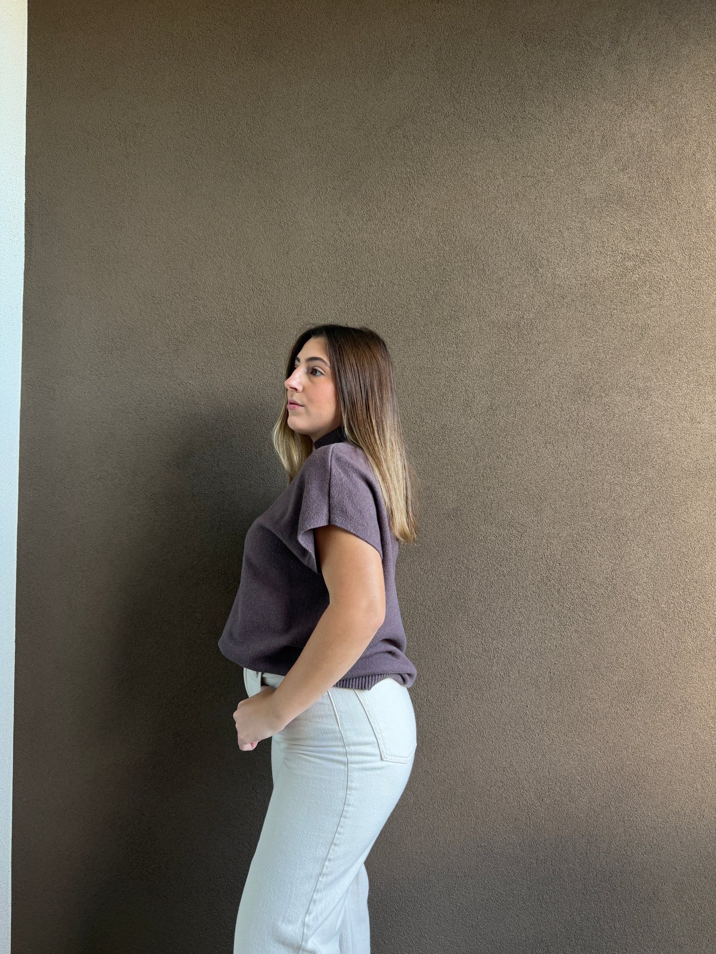 Ash Brown Cap Sleeve Top (L)