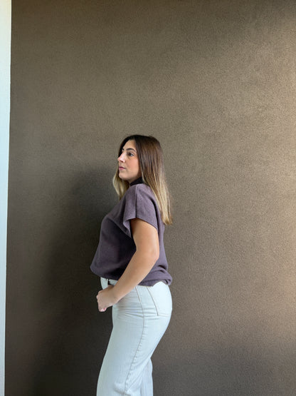 Ash Brown Cap Sleeve Top (L)