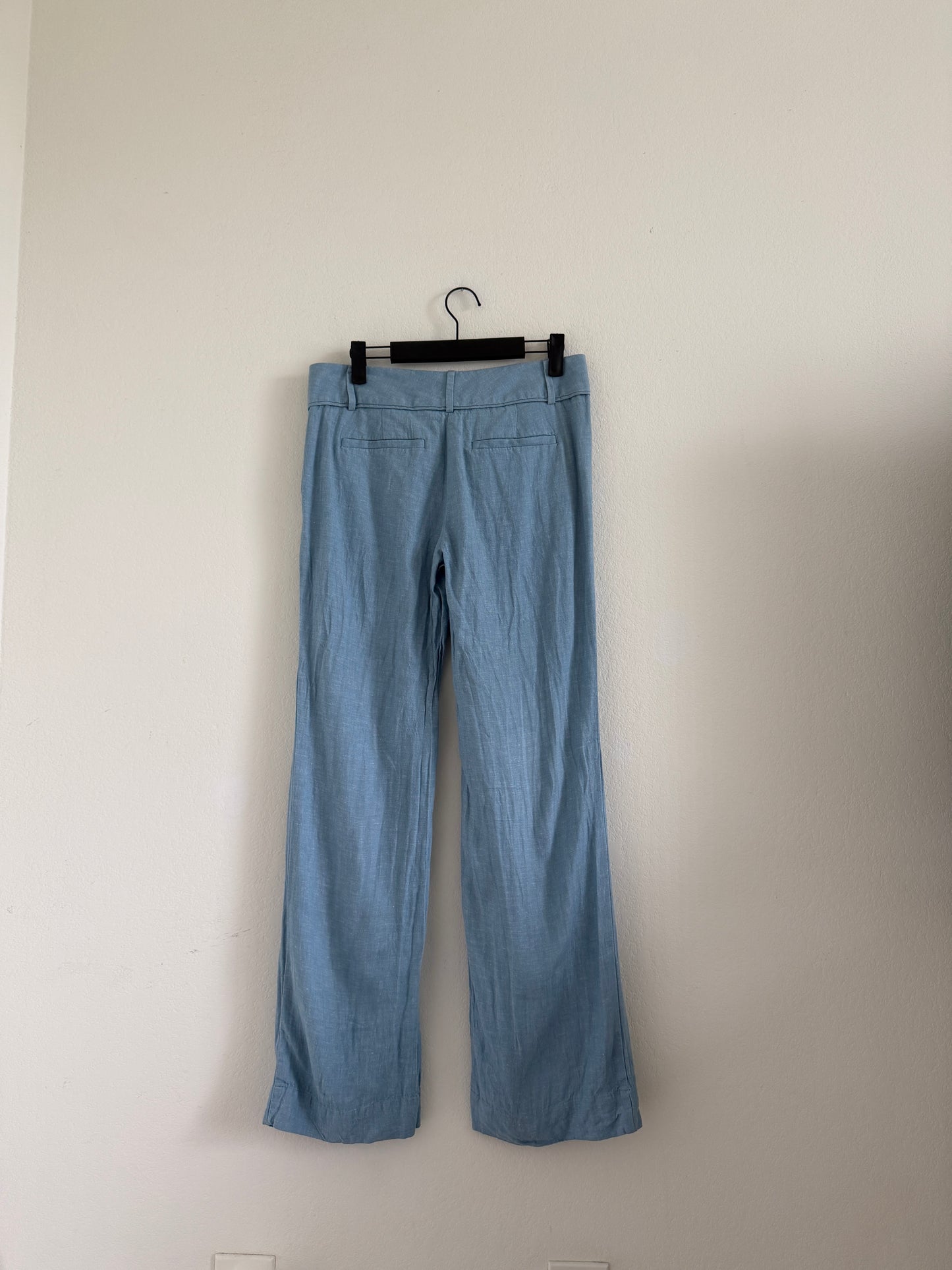 Blue Low Rise Linen Trousers (30"W)