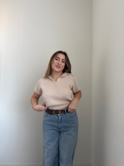 Collared Knit Blouse (S)