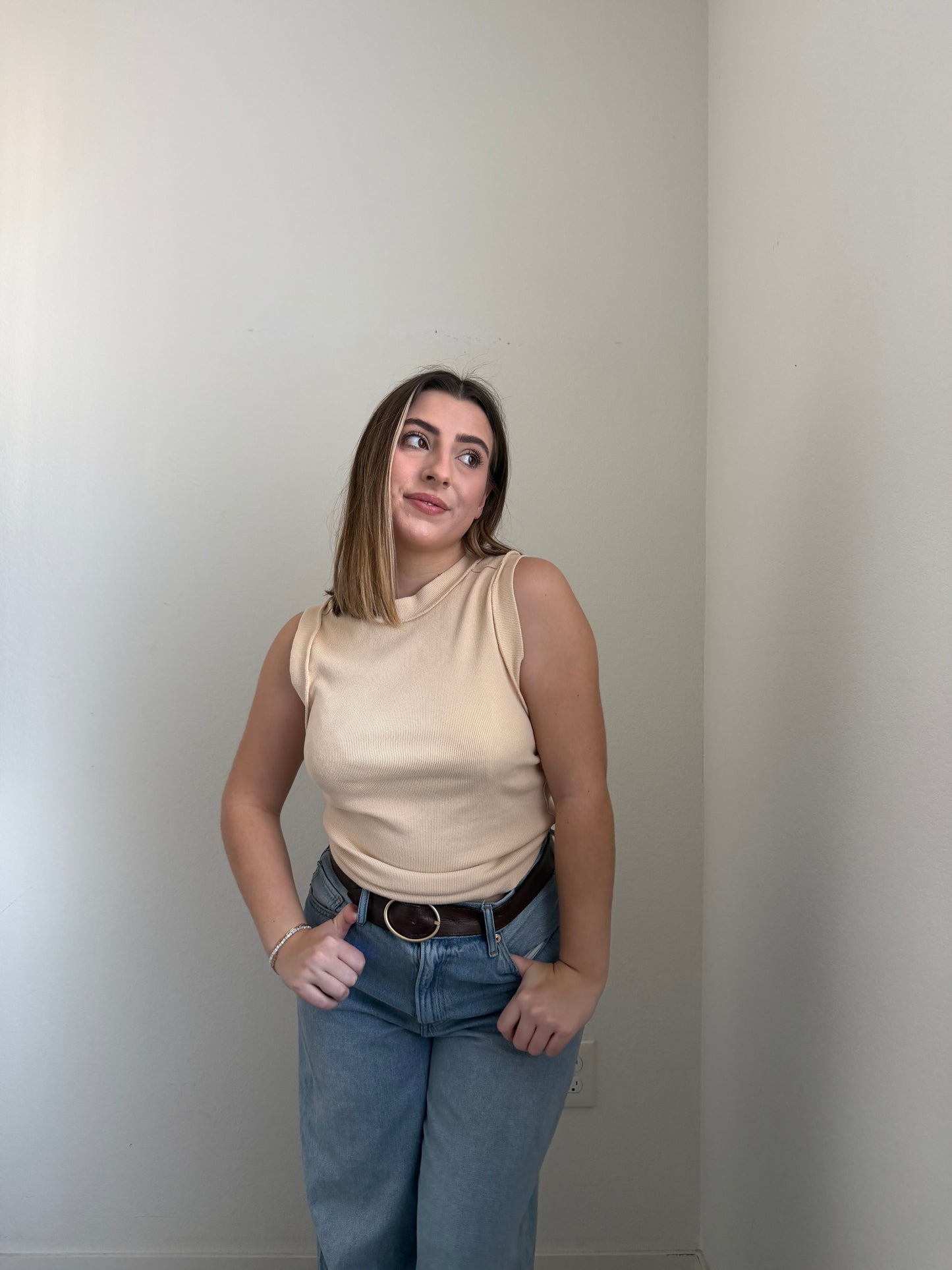 Beige Free People Tank (M)