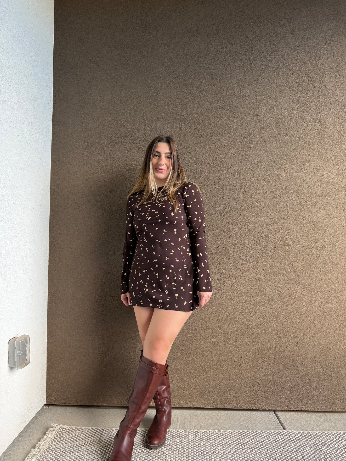 Faithfull Brown Floral Mini Dress (2)