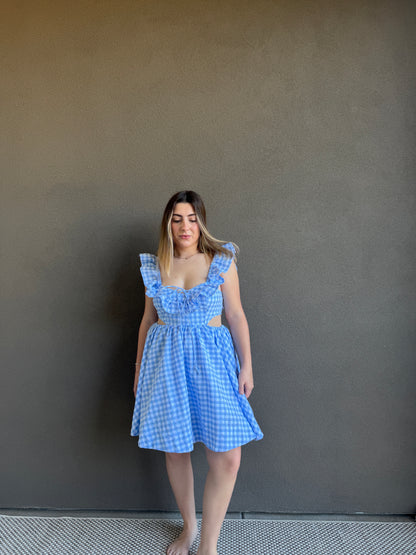 Blue Gingham Dress (L)