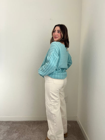 Winter Blue Cableknit Sweater (M)