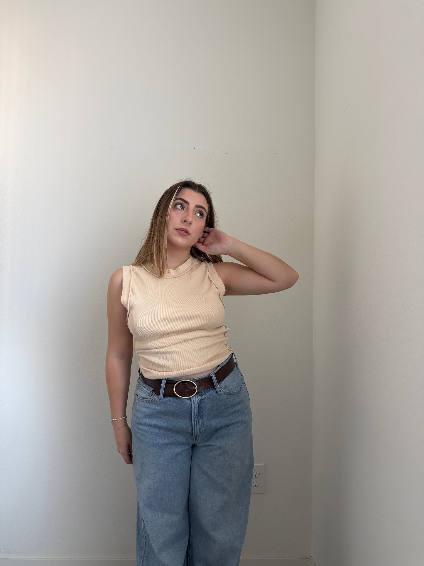 Beige Free People Tank (M)