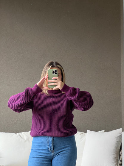Purple Ribbed Sweater (M)