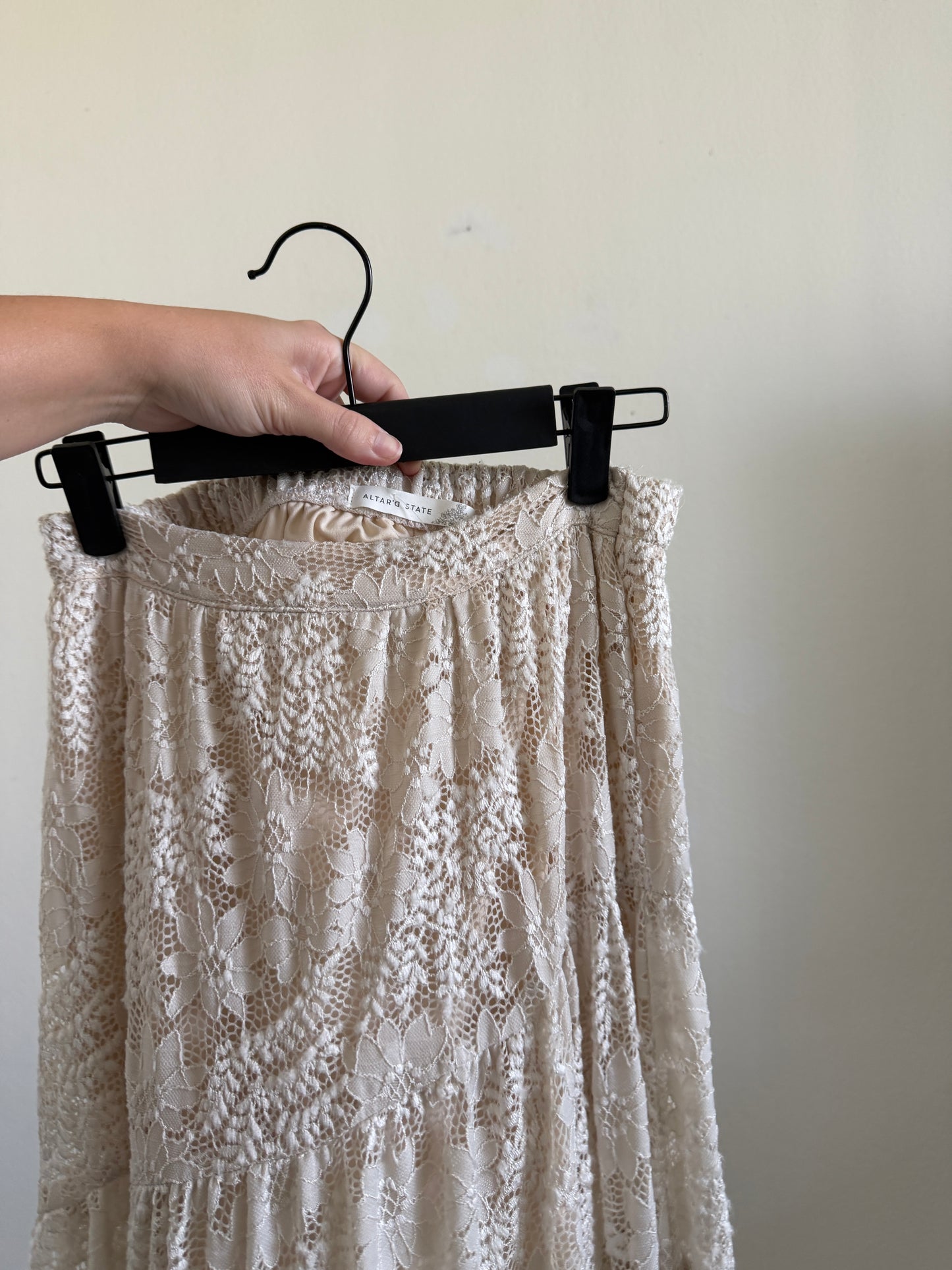Beige Floral Maxi Skirt (S)