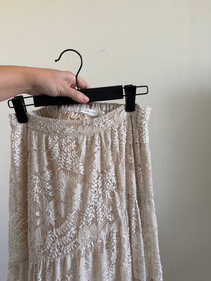 Beige Floral Maxi Skirt (S)