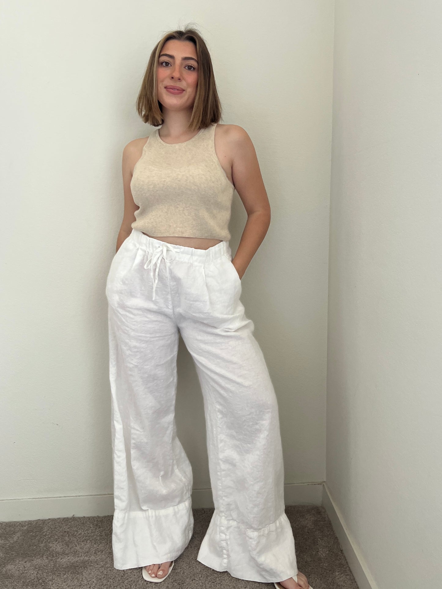Beige Ribbed Tank (L)