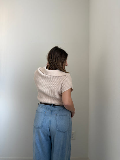 Collared Knit Blouse (S)