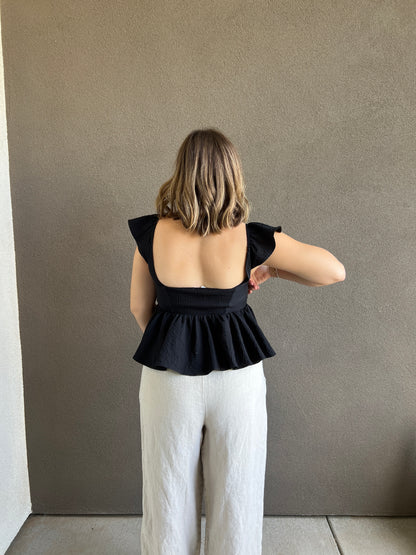 Black Fluttery Blouse (XS)