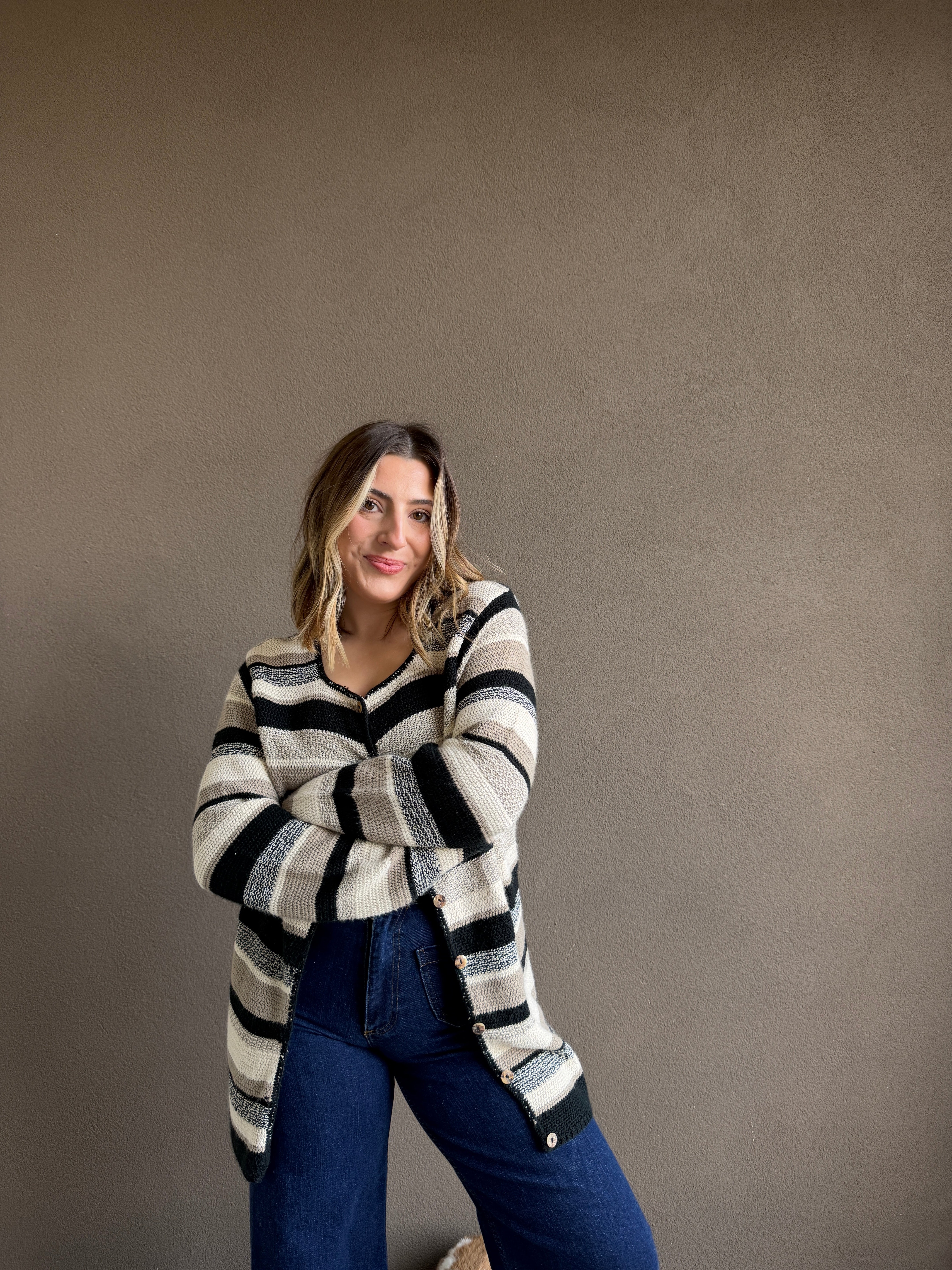 Vintage Striped Cardigan (M)