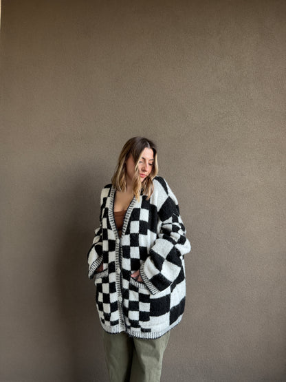 Checkered Cozy Cardigan (S)