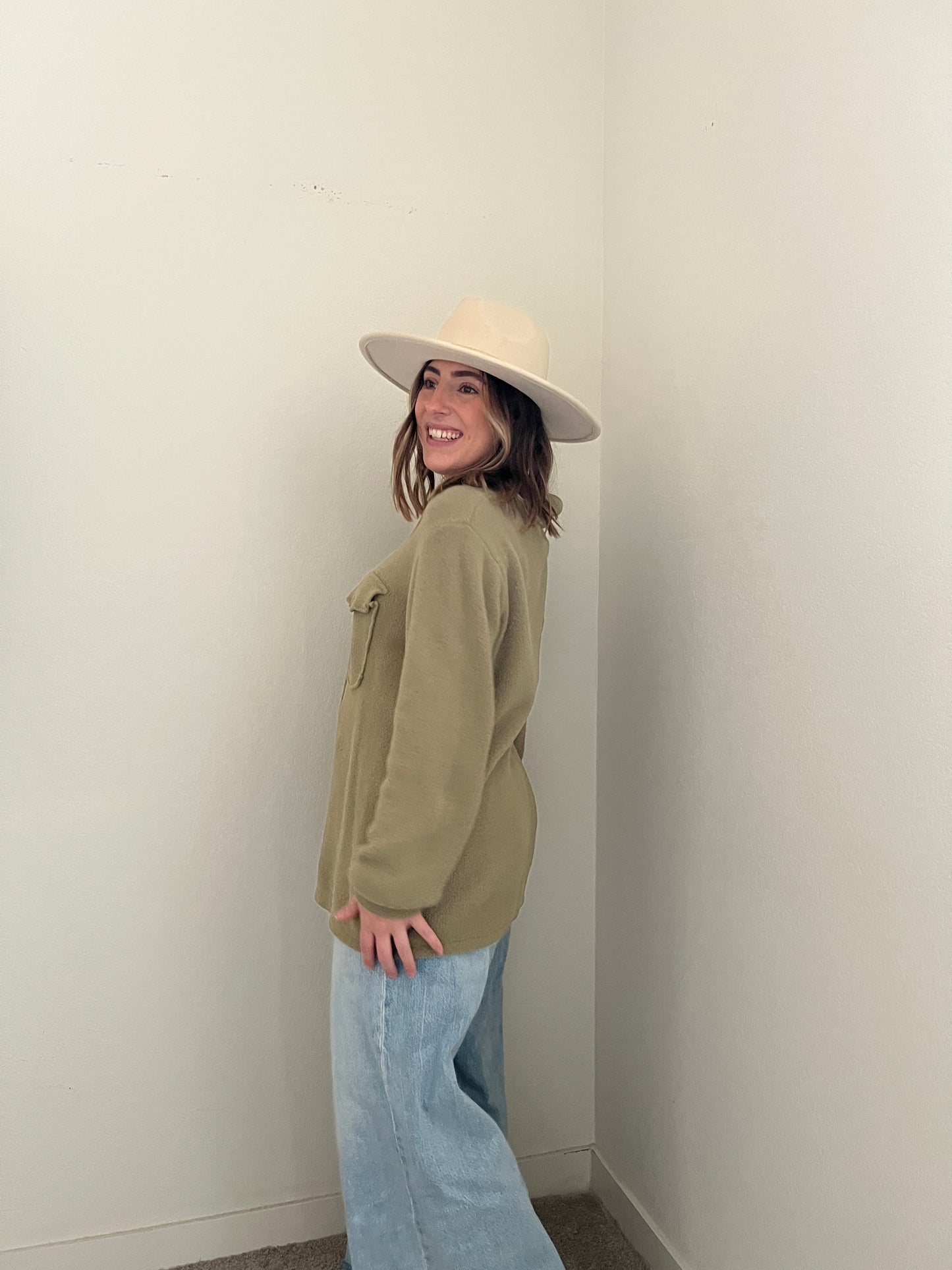 Green Soft Button Up (L)