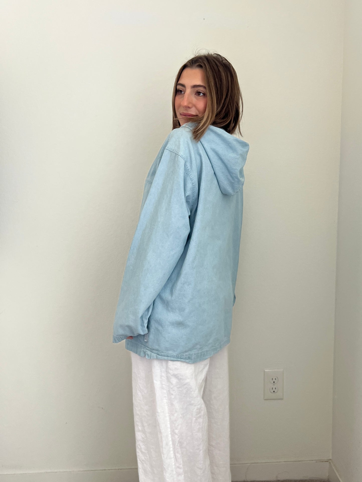 Denim Hooded Shacket (L)
