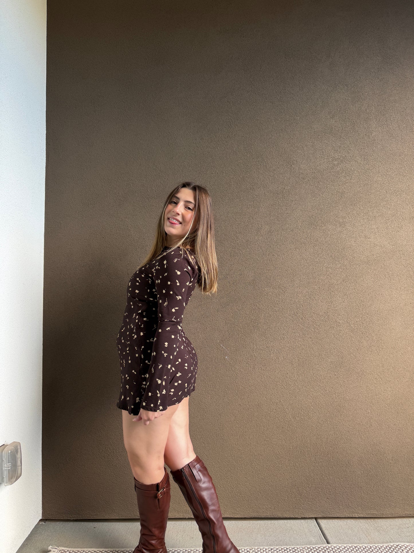 Faithfull Brown Floral Mini Dress (2)