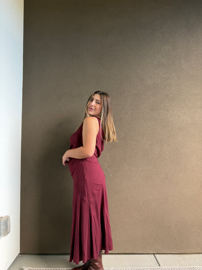 Cherry Crepe Twist-Shoulder Dress (10)