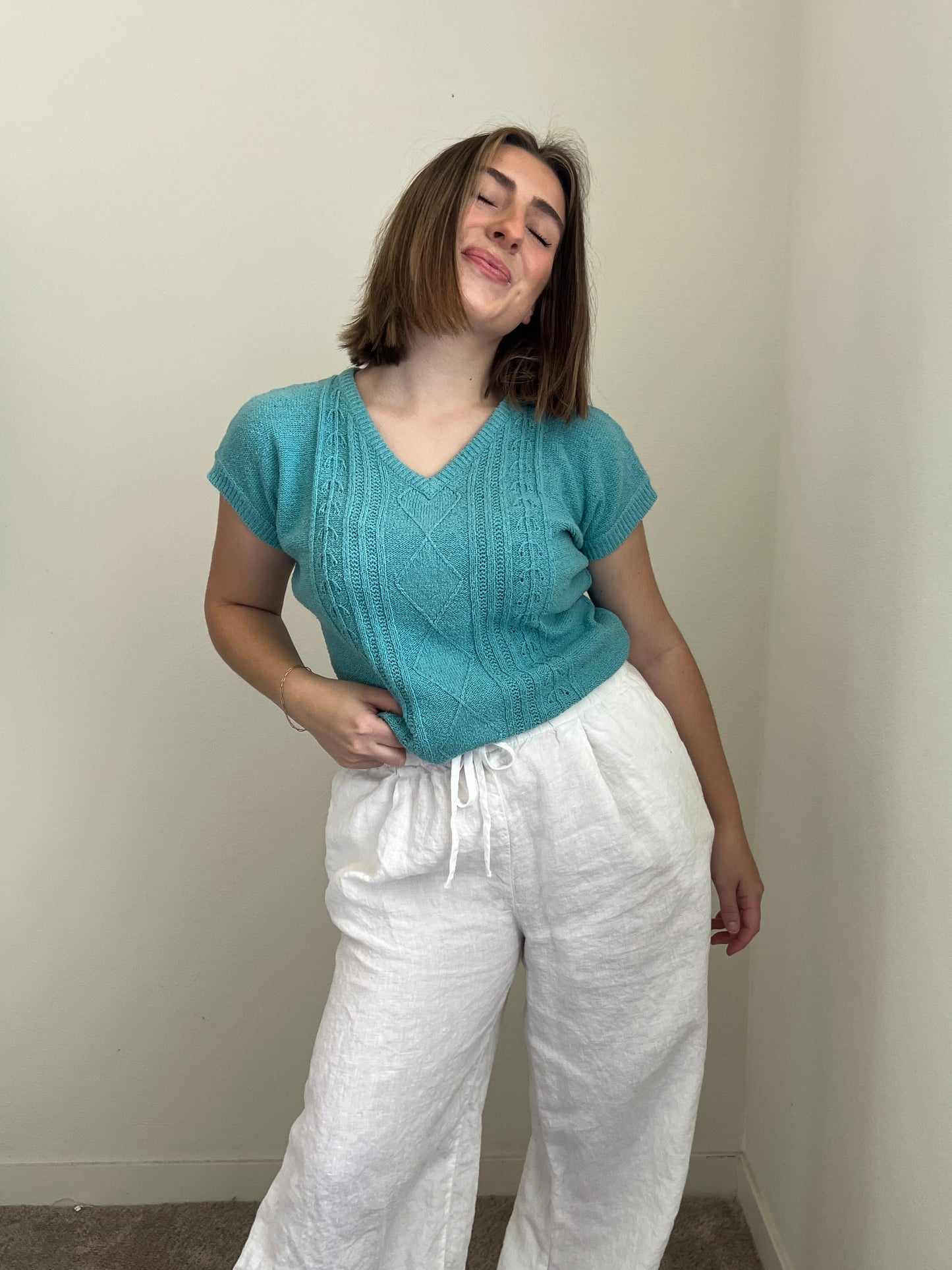 Blue Silk Blend Top (M)