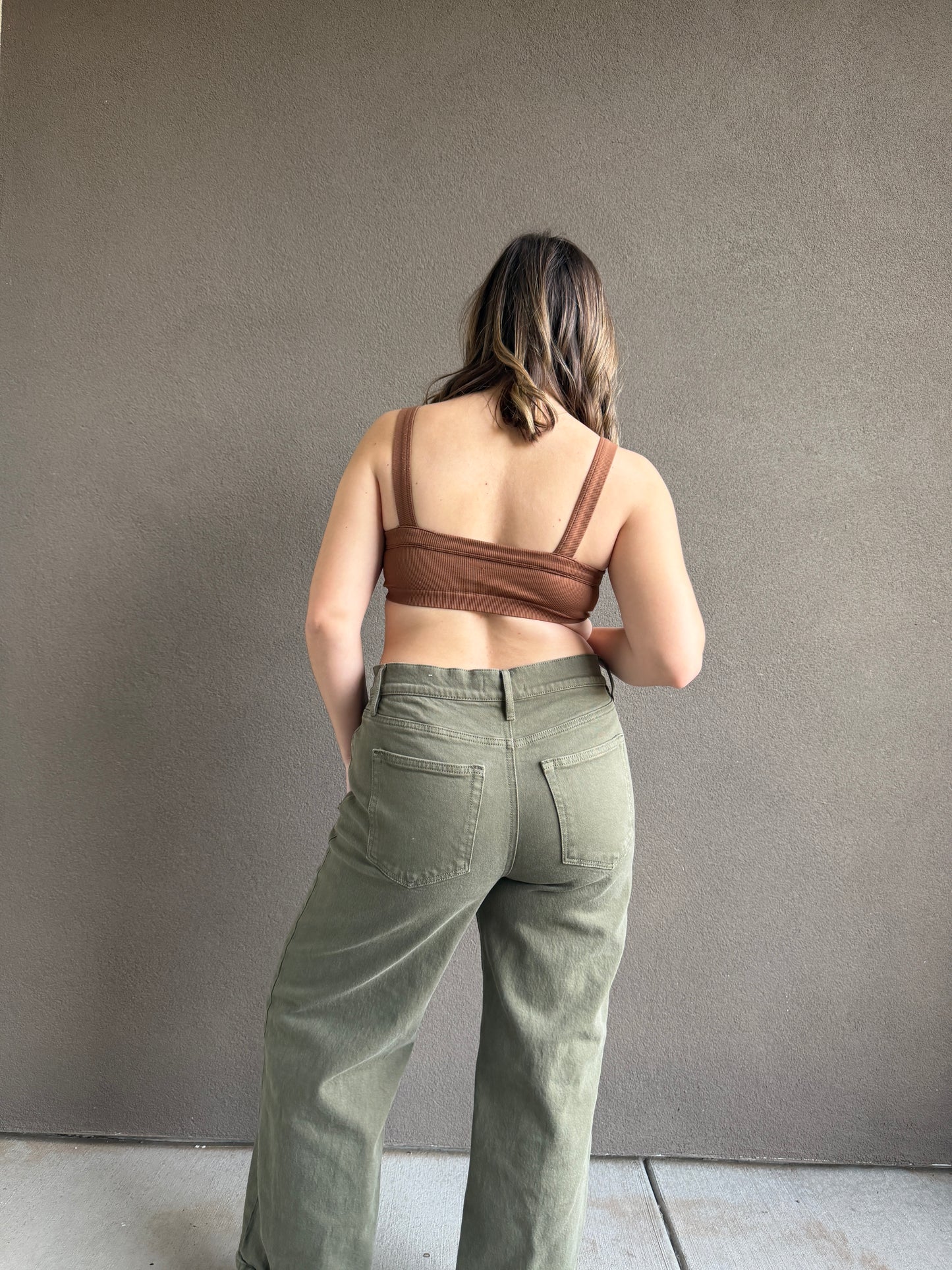 Olive Wide Leg Jeans (32"W)