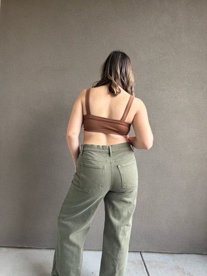 Olive Wide Leg Jeans (32"W)