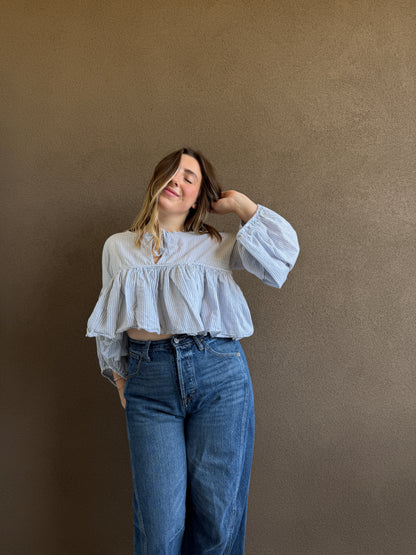 Free People Striped Puff Sleeve (XS)