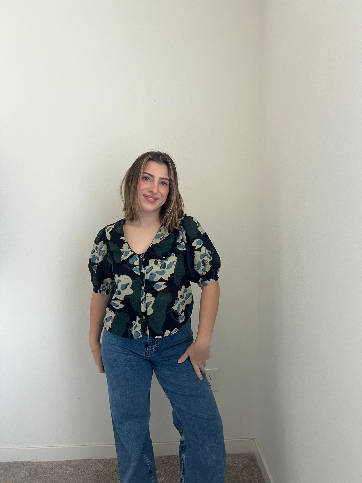 Printed Collared Blouse