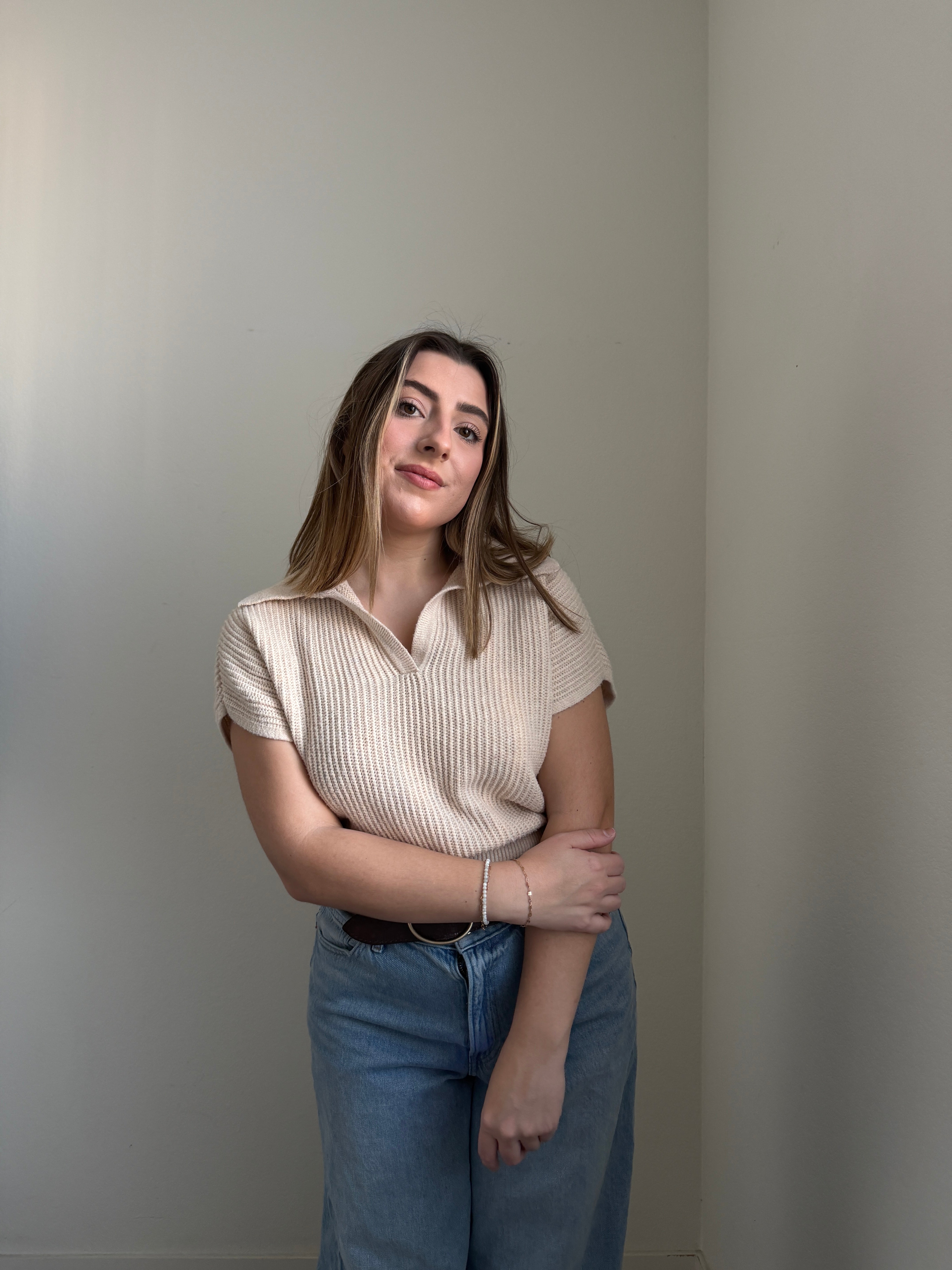 Collared Knit Blouse (S)