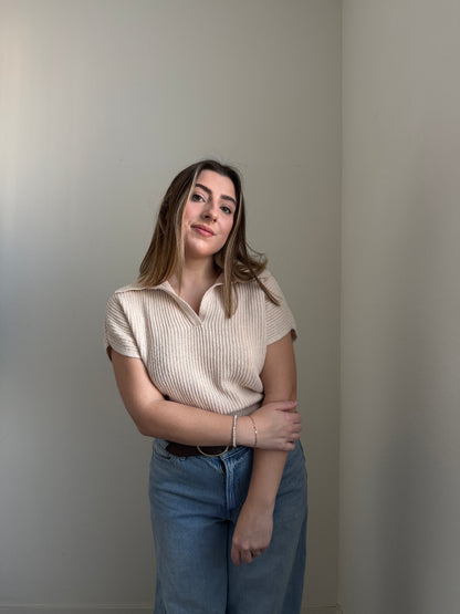 Collared Knit Blouse (S)