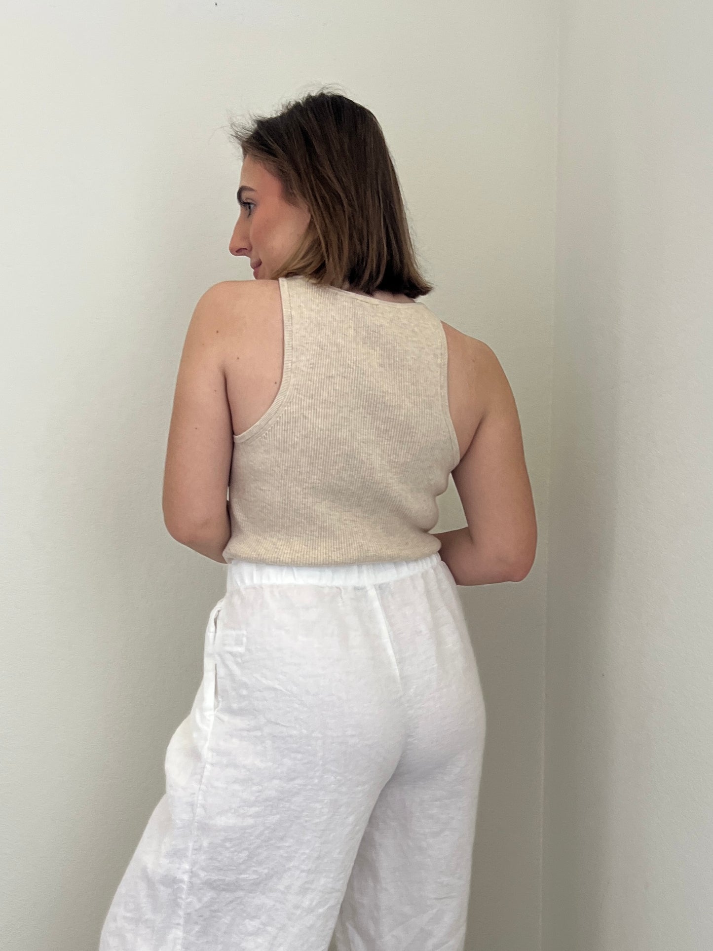 Beige Ribbed Tank (L)