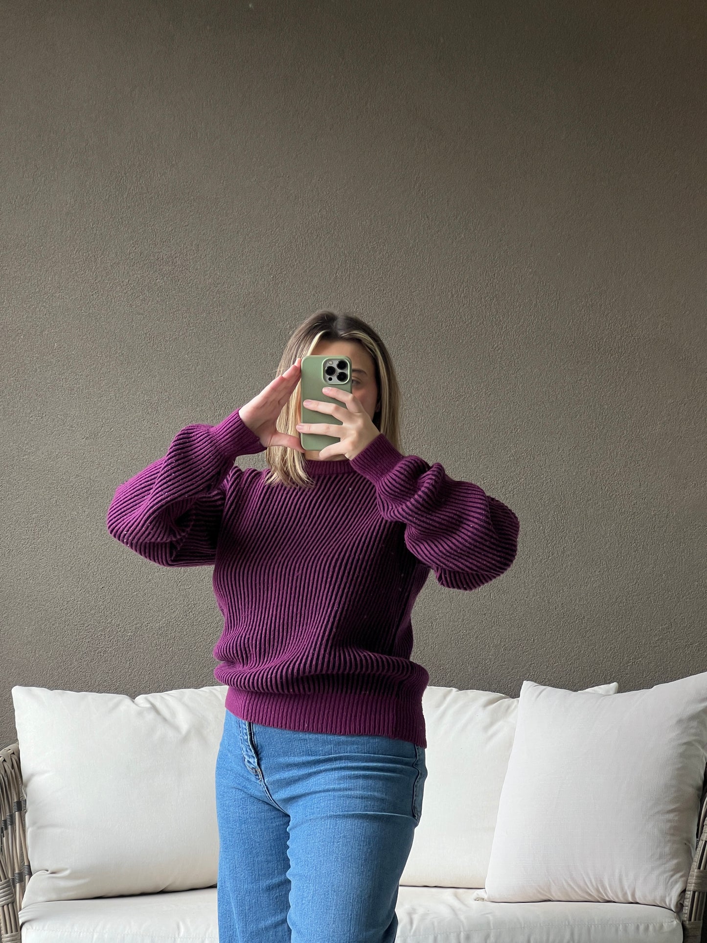 Purple Ribbed Sweater (M)
