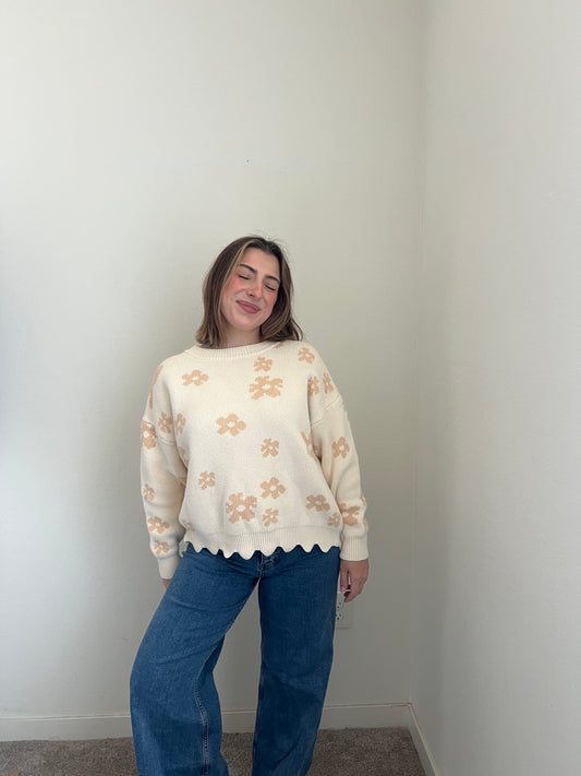 Floral Scalloped Sweater (M)