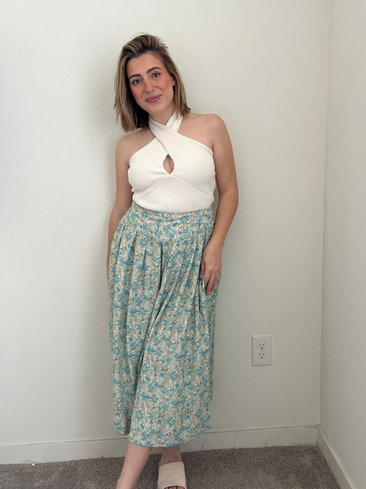 Floral Pleated Midi Skirt (8)