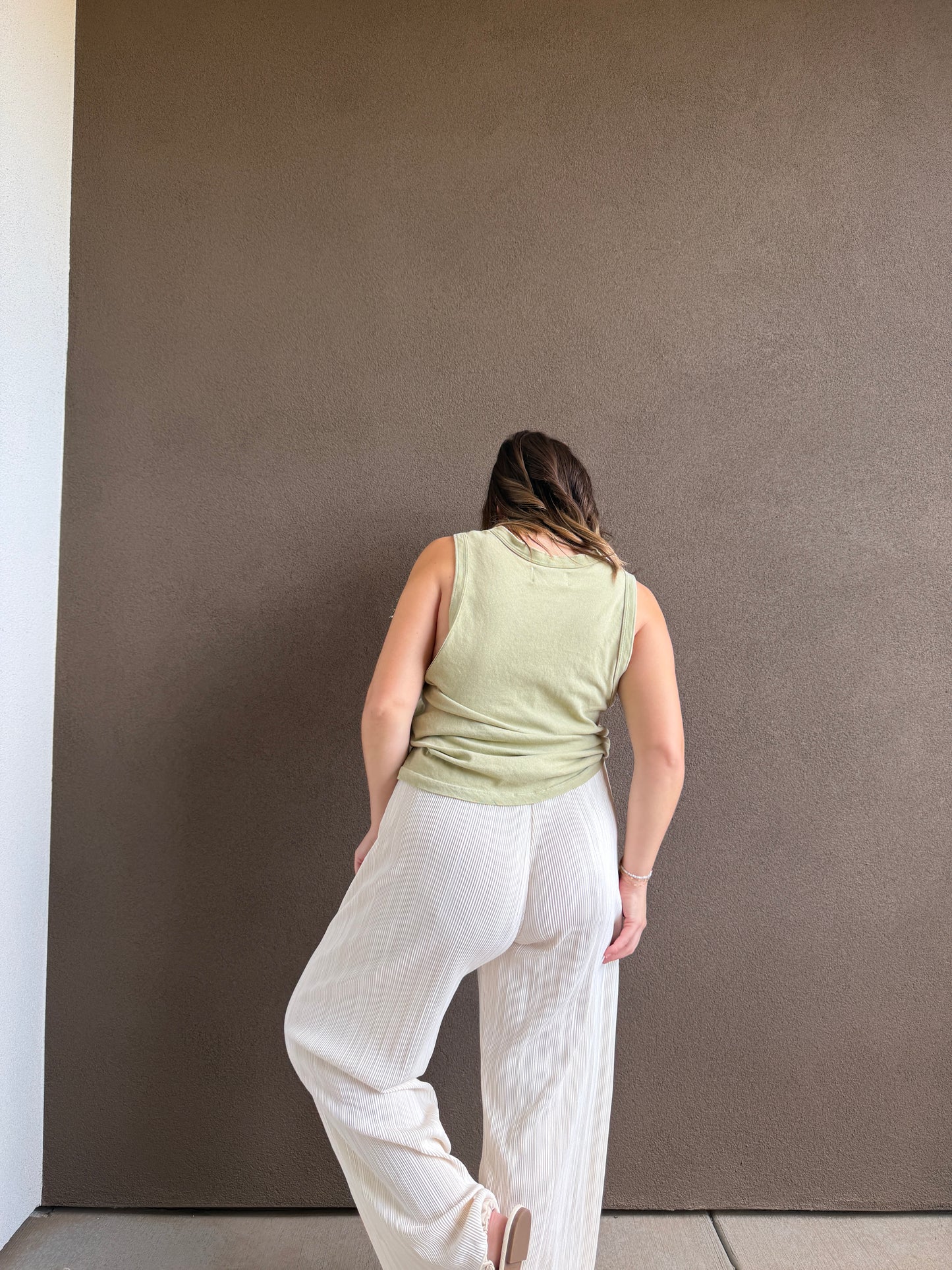 Cream Plisse Pants (S)