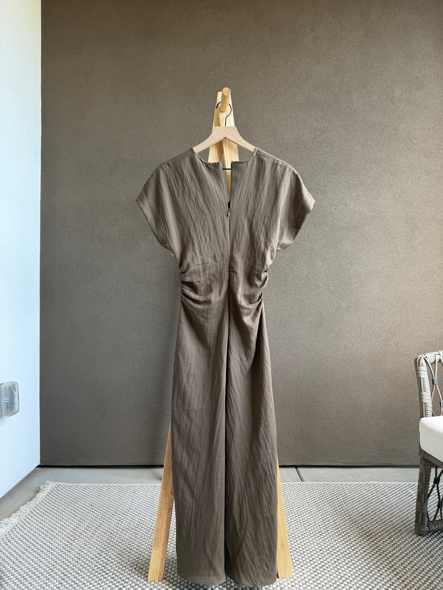 Mango Ruched Midi Dress (S)