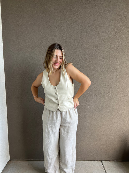 Cream Faux Leather Vest (M)