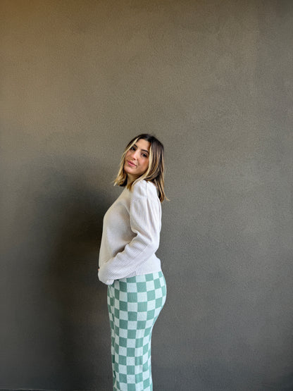 Beige Ribbed Sweater (L)