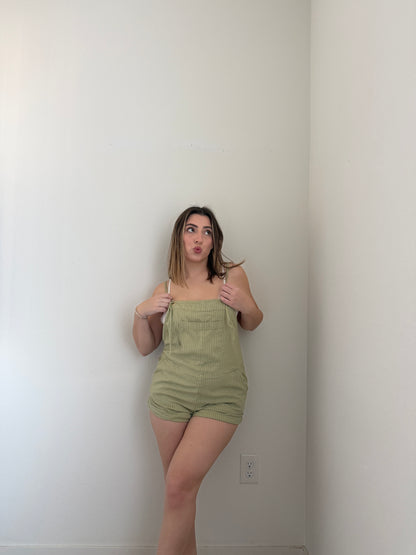 Sage Striped Romper (L)